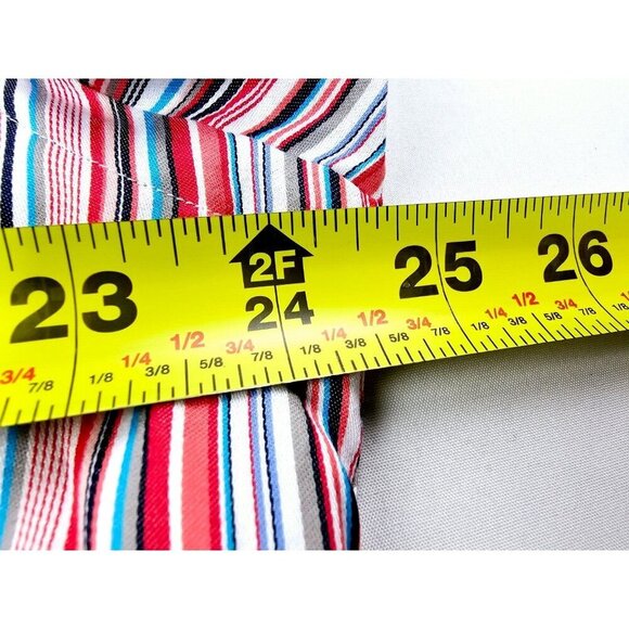 Thomas Dean Size Large Mens Multi Stripe Embroidered Logo Spread Collar Shirt - Picture 2 of 11